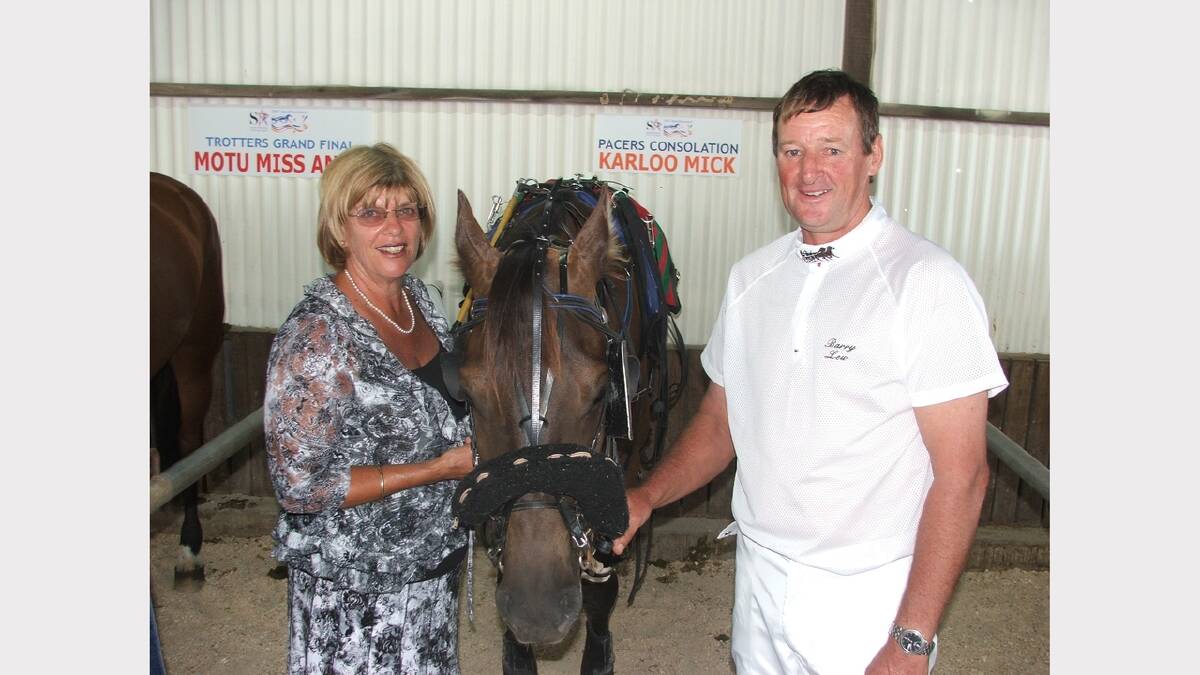Ronda and Barry Lew with their champion pacer Karloo Mick who will now likely be reitred.