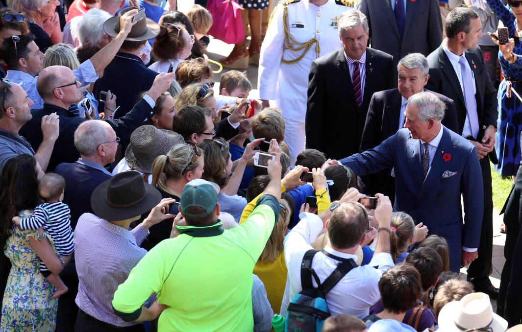 Prince Charles, Prince of Wales meets members of the public outside the convention centre during a visit to the Riverside Precinct Redevelopment on November 7, 2012 in Adelaide, Australia. Photo by Chris Radburn - Pool/Getty Images