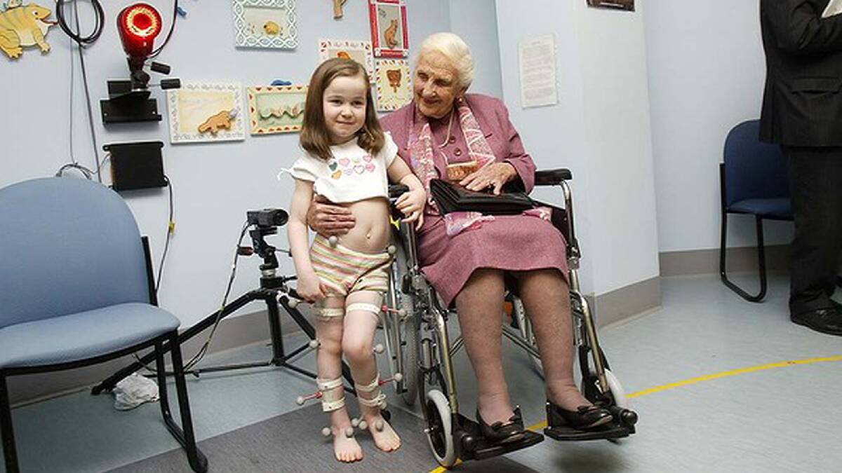 Dame Elisabeth, patron of the Murdoch Children's Research Institute, at the launch of the Gait Centre for Clinical Research Excellence at the Royal Children's Hospital in 2005. Photo: Rebecca Hallas