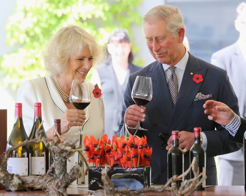 Prince Charles, Prince of Wales and Camilla, Duchess of Cornwall taste wine at the Penfolds Magill State Winery on November 7, 2012 in Adelaide, Australia. Photo by Chris Jackson/Getty Images