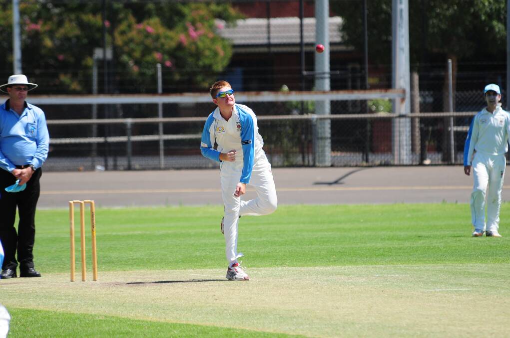 Mitch Bower made contributions with bat and ball as Rugby defeated a spirited CYMS Cougars at No. 1 Oval on Saturday.  Photo: CHERYL BURKE