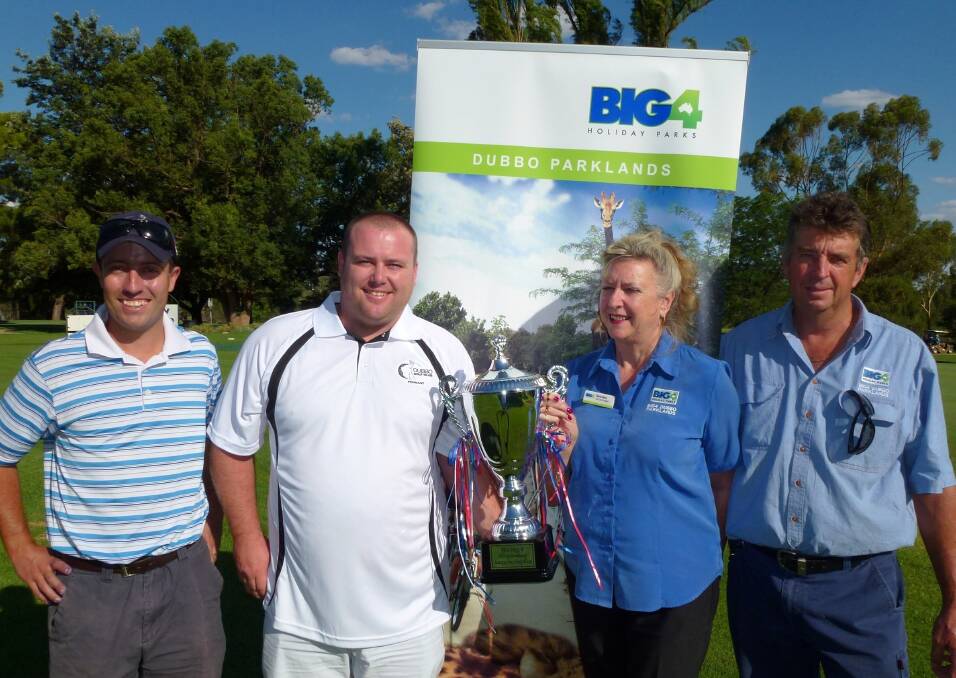 Australia Day Cup winners Chris Schubert and Shane Groen with Deidre and Allan Kernaghan from Big 4 Dubbo Parklands, sponsors of the event.